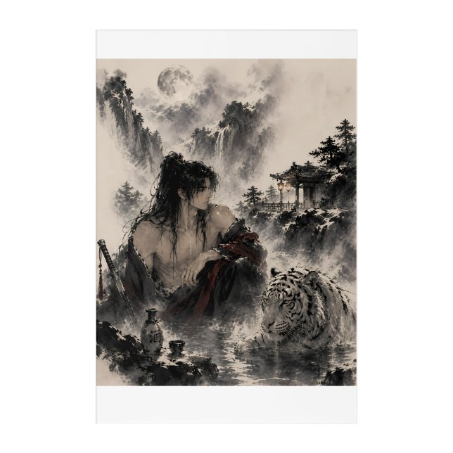 Warm Spring White Tiger Acrylic Print (Front)
