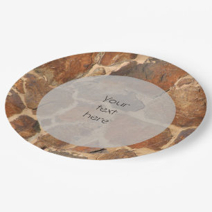 Warm Stonewall Pattern Golden any Text Paper Plates
