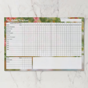 Warm summer Bougainvillea Habit Tracker Paper Pad