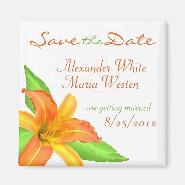Warm Summer Flower Wedding Save the Date Magnet (Front)