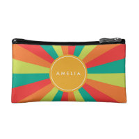 Warm Summer Personalized Monogram Name Color Wheel Makeup Bag