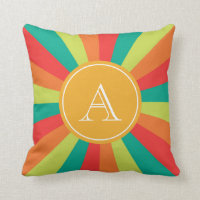 Warm Summer Personalized Monogram Name Color Wheel Throw Pillow