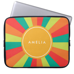Warm Summer Personalized Name Color Wheel Laptop Sleeve