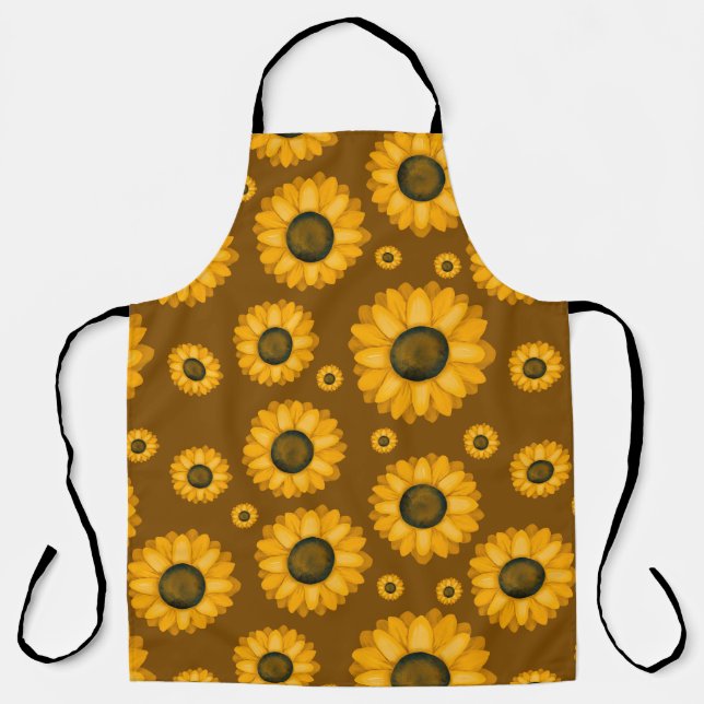 Warm Sunflower Kitchen Pattern Apron (Front)