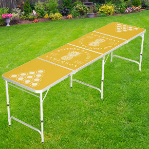Warm Sunflower Tropical Pineapple Wedding Crest Beer Pong Table