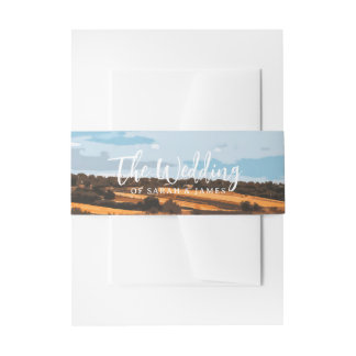 Warm Sunlit Golden Field Rustic Country Summer Invitation Belly Band