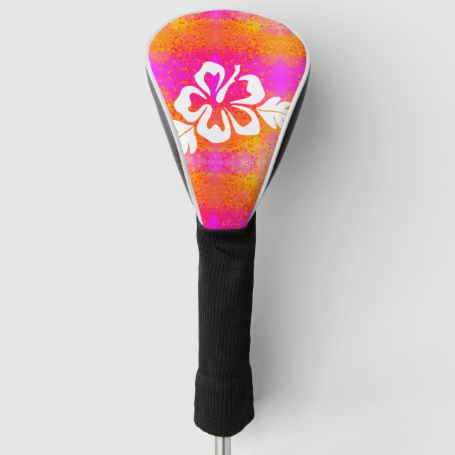 Warm Sunny Abstract Hibiscus   Golf Head Cover (Front)