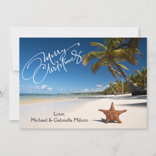 Warm Sunny Beach With Starfish Christmas Card