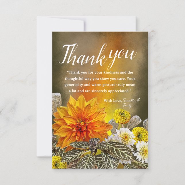 Warm Sunset Floral Thank You Card (Front)