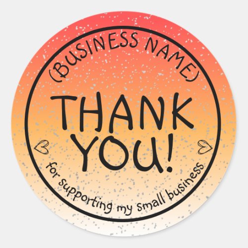 Warm Sunset Glitter Thank You Small Business Classic Round Sticker