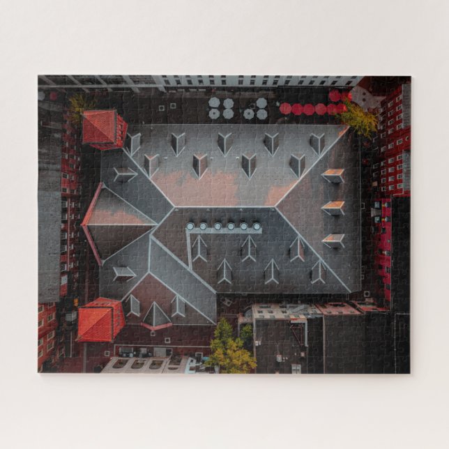 Warm Sunset on Market Roof Top in August Jigsaw Puzzle (Horizontal)