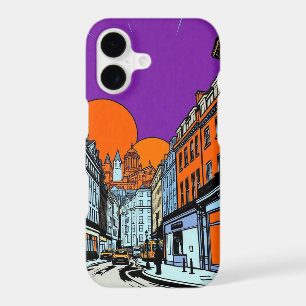 Warm Sunset Urban Streetscape Pop Art iPhone 17 Case