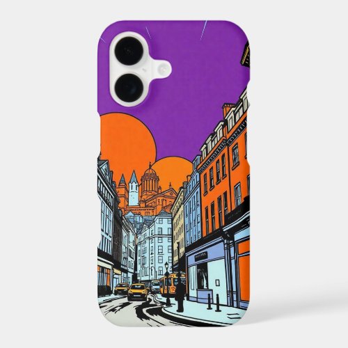 Warm Sunset Urban Streetscape Pop Art iPhone 17 Case