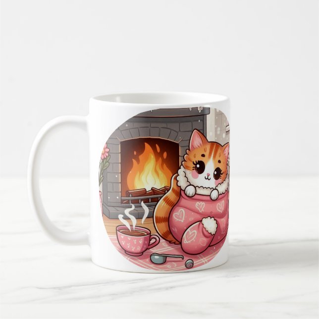 Warm Tabby Cat In A Blanket Poem Coffee Mug (Left)