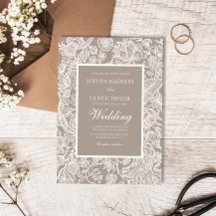 Warm Taupe Beige Line Art Wildflower