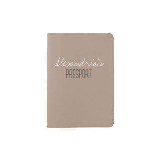 Warm Taupe Light Brown Tan Solid Color Custom Passport Holder