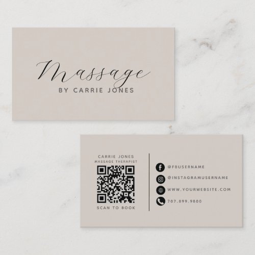 Warm Taupe Massage Therapist Business Card