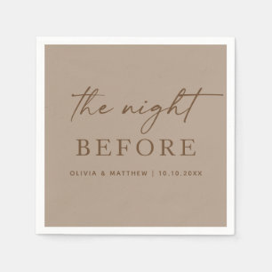 Warm Taupe Night Before Modern Rehearsal Dinner Napkins