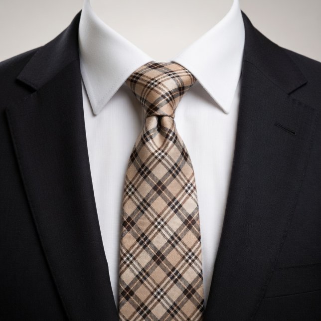 Warm Taupe Soft Beige Espresso-Brown Neck Tie (Creator Uploaded)