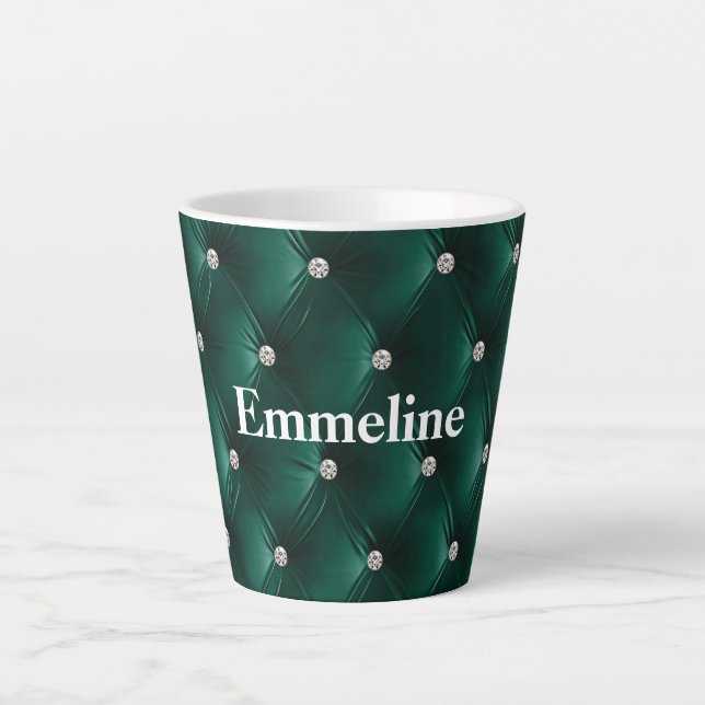 Warm Teal Green Faux Velvet Latte Mug (Front)