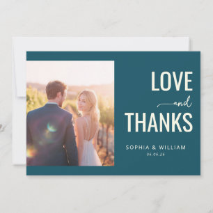 Warm Teal Minimalist Photo Thank You Card