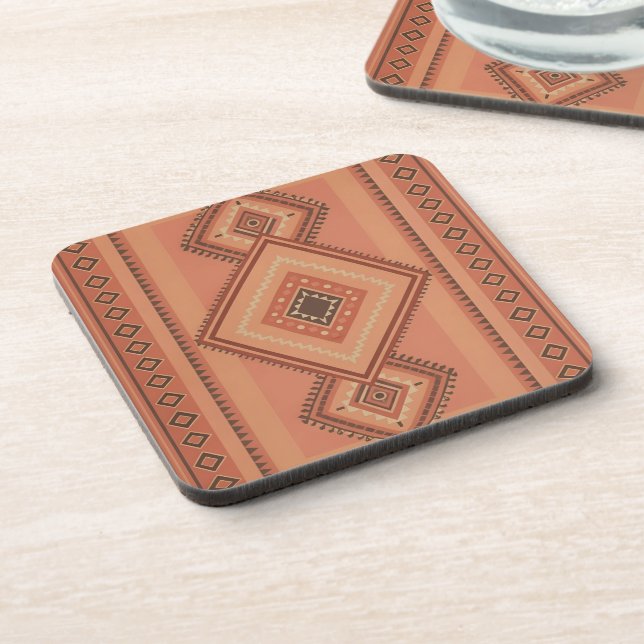 Warm Teracotta Moroccan Tribal Surface Pattern Beverage Coaster (Left Side)