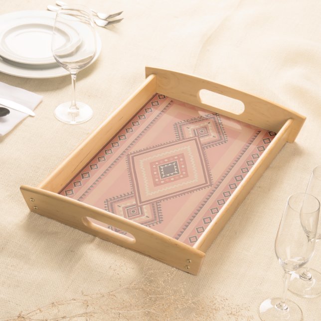 Warm Teracotta Moroccan Tribal Surface Pattern Serving Tray (Front)