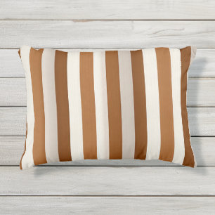 Warm Terracotta and Cream Vertical Stripe Outdoor Pillow