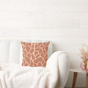 Warm Terracotta Apricot Giraffe Spot Animal Print Throw Pillow