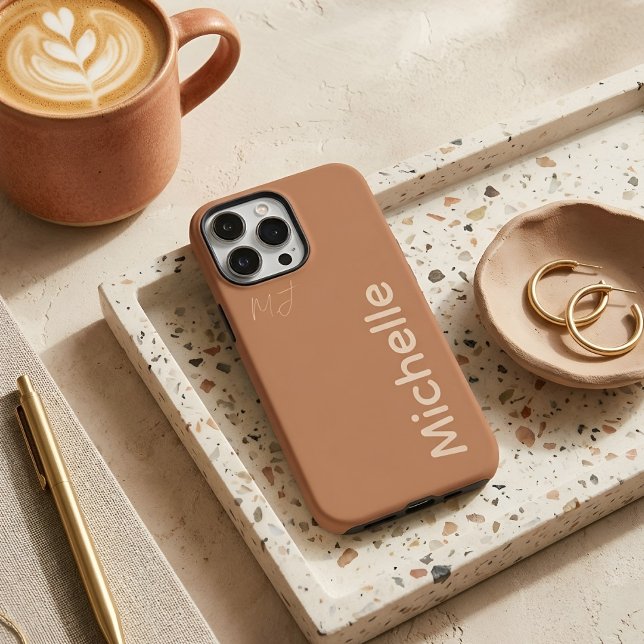 Warm Terracotta & Beige Aesthetic Custom Name Case-Mate iPhone Case (Creator Uploaded)