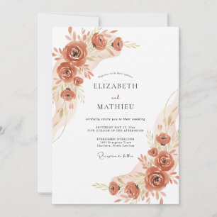 Warm Terracotta Blossom Wedding Invitation