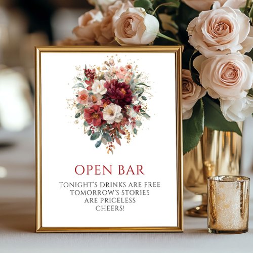 Warm Terracotta Boho Burgundy Open Bar Tabletop Poster