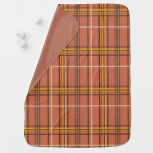 Warm Terracotta Mustard Plaid Aesthetic Baby Blanket