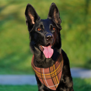 Warm Terracotta Mustard Plaid Aesthetic Pet Bandana Collar