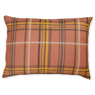 Warm Terracotta Mustard Plaid Aesthetic Pet Bed
