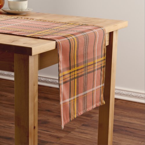 Warm Terracotta Mustard Plaid Aesthetic Short Table Runner