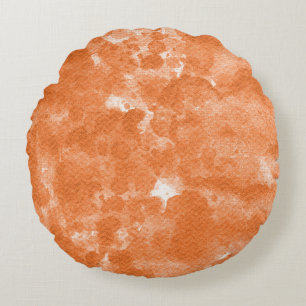 Warm Terracotta Orange Watercolor Pattern Round Pillow