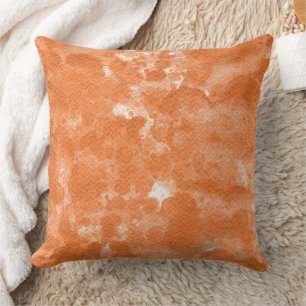 Warm Terracotta Orange Watercolor Pattern Throw Pillow