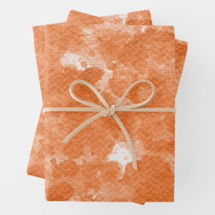 Warm Terracotta Orange Watercolor Pattern Wrapping Paper Sheets