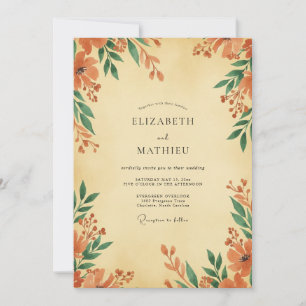 Warm Terracotta Wildflower Wedding Invitation