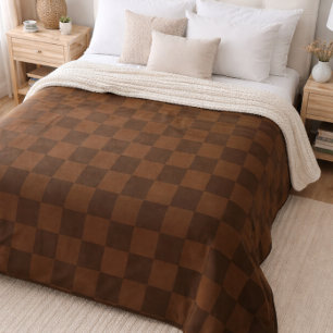 Warm Timeless Rich Brown and Dark Brown Earthy Fleece Blanket