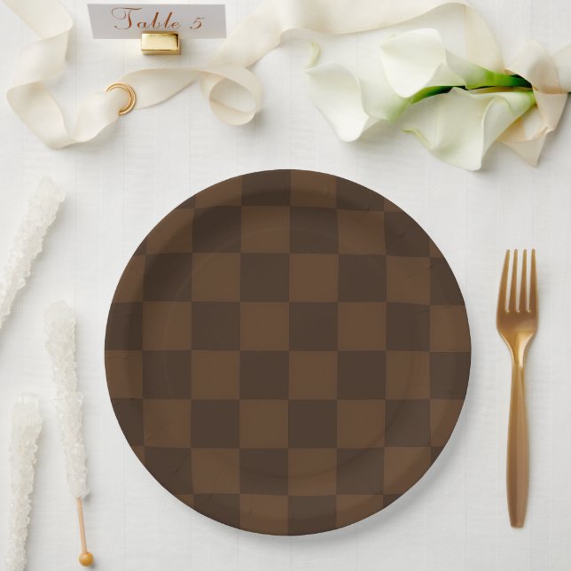 Warm Timeless Rich Brown and Dark Brown Earthy  Paper Plates (Wedding)