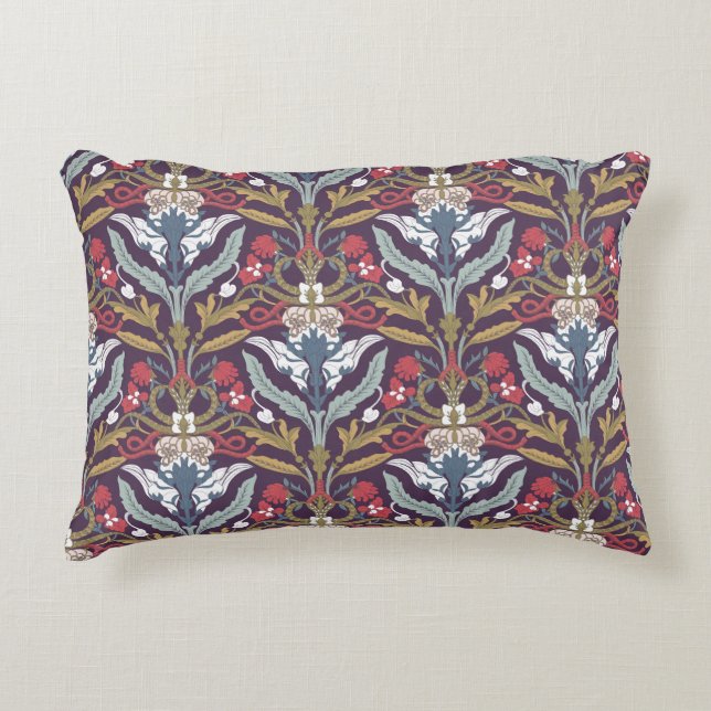Warm tone Art Nouveau Print Accent Pillow (Front)