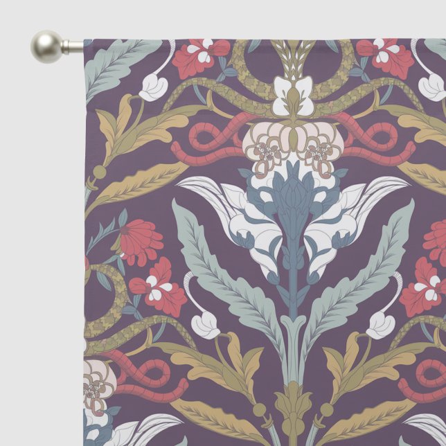 Warm tone Art Nouveau Print Curtains (Pocket)