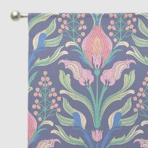 Warm tone Art Nouveau Print Curtains