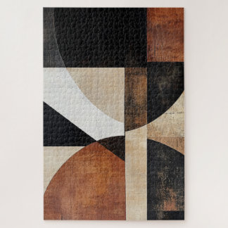Warm-Toned Geometric Design for Rustic stlye Jigsaw Puzzle
