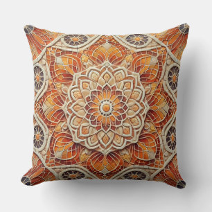 Warm-toned Mandala Art Throw Pillow