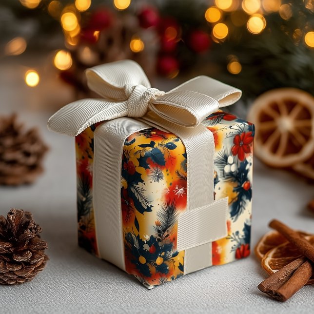 Warm Tones Christmas Pine & Holly Botanical Wrapping Paper (Creator Uploaded)