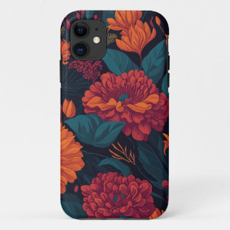 Warm tones floral design iPhone 11 case