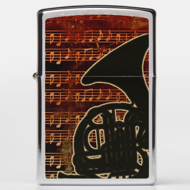 Warm Tones French Horn ID280 Zippo Lighter (Front)